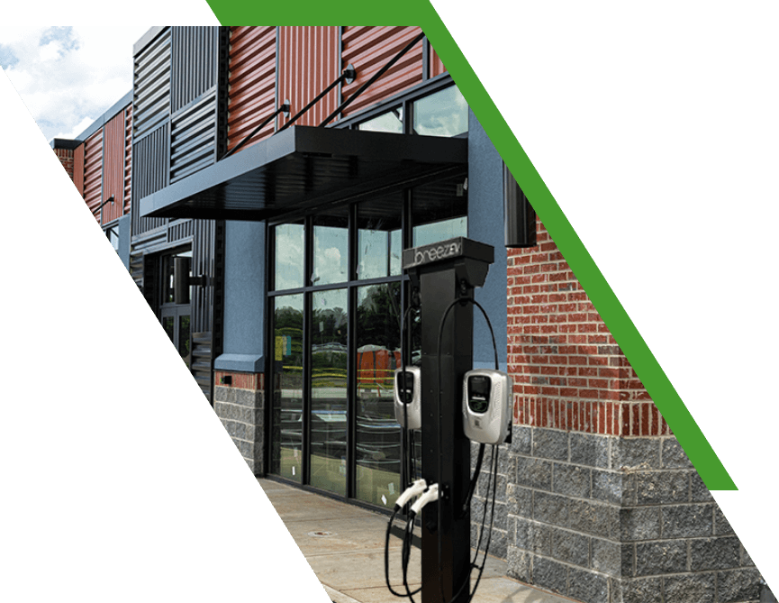 Electric vehicle charger in front of the commercial property